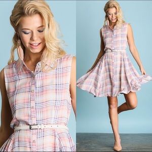 Plaid Print Shirt Swing Dress
